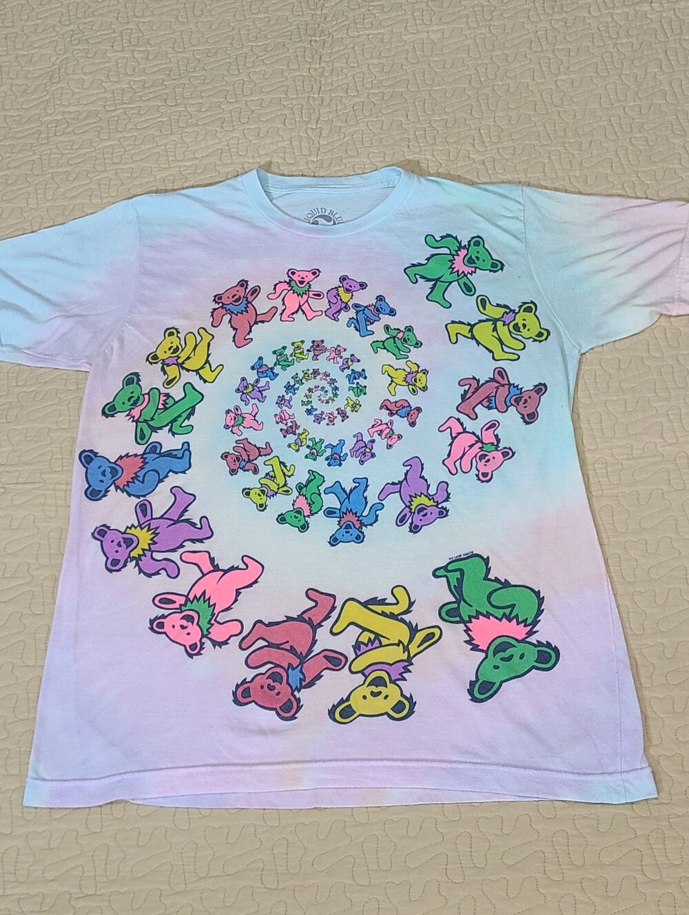 Liquid Blue Grateful Dead spirl bears tie dye psychedelic T shirt size M